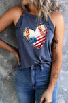 American Flag Heart Graphic Sleeveless Casual Tank Top – Perfect for Summer Celebrations - Store 42