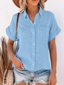 Full Size Button Up Short Sleeve Shirt Plus Size