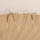Stainless Steel Bow Bar Earrings Gold One Size