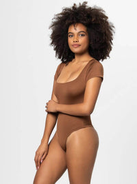 Full Size Square Neck Short Sleeve Bodysuit - Store 42