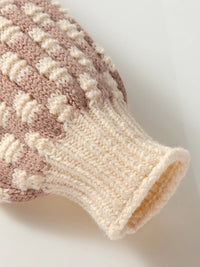 Stripe Checkerboard Drop Shoulder Balloon Sleeve Sweater