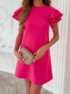 Ruffled Layered Short Sleeve Mini Dress Hot Pink