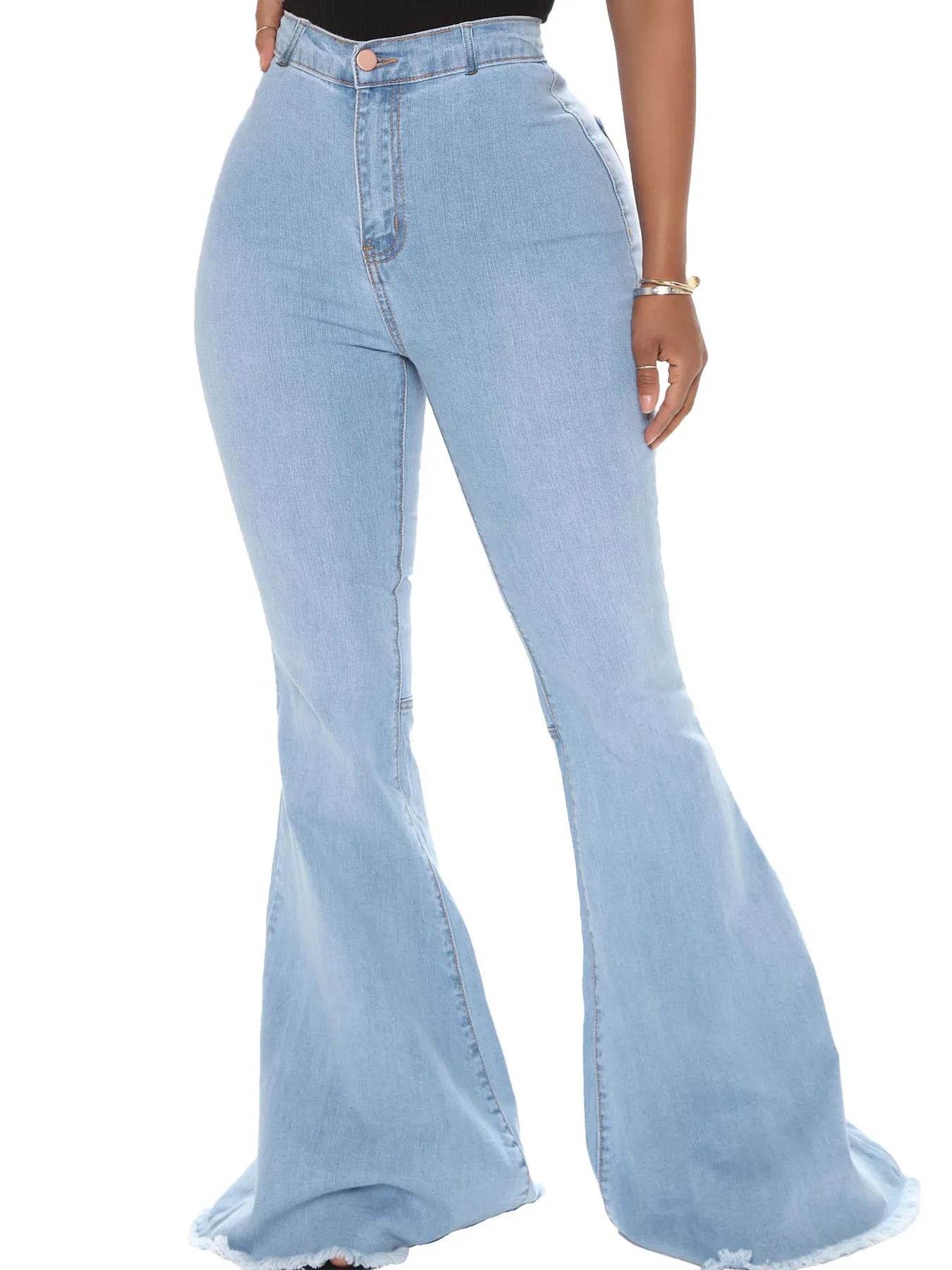 Full Size High-Waisted Raw Hem Flare Jeans Plus Size - Store 42