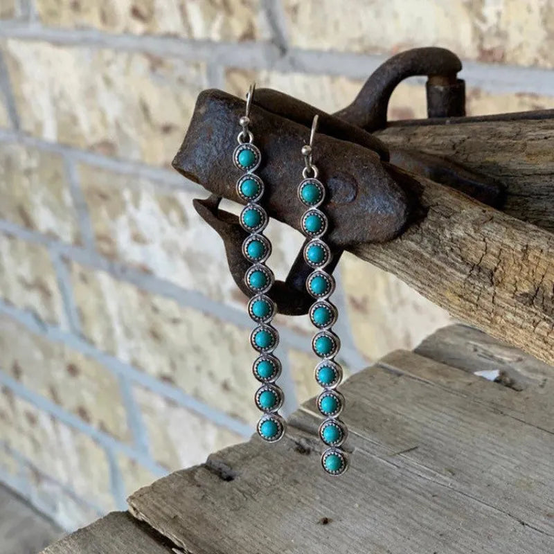 Trendsi 3.1-Inch Artificial Turquoise Alloy Bar Earrings - Unique Statement Jewelry