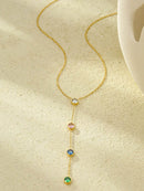 18K Gold-Plated Stainless Steel Zircon Y-Drop Necklace - Store 42
