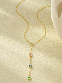 18K Gold-Plated Stainless Steel Zircon Y-Drop Necklace - Store 42