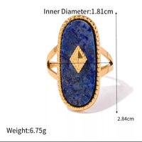18K Gold-Plated Natural Stone Ring style B One Size
