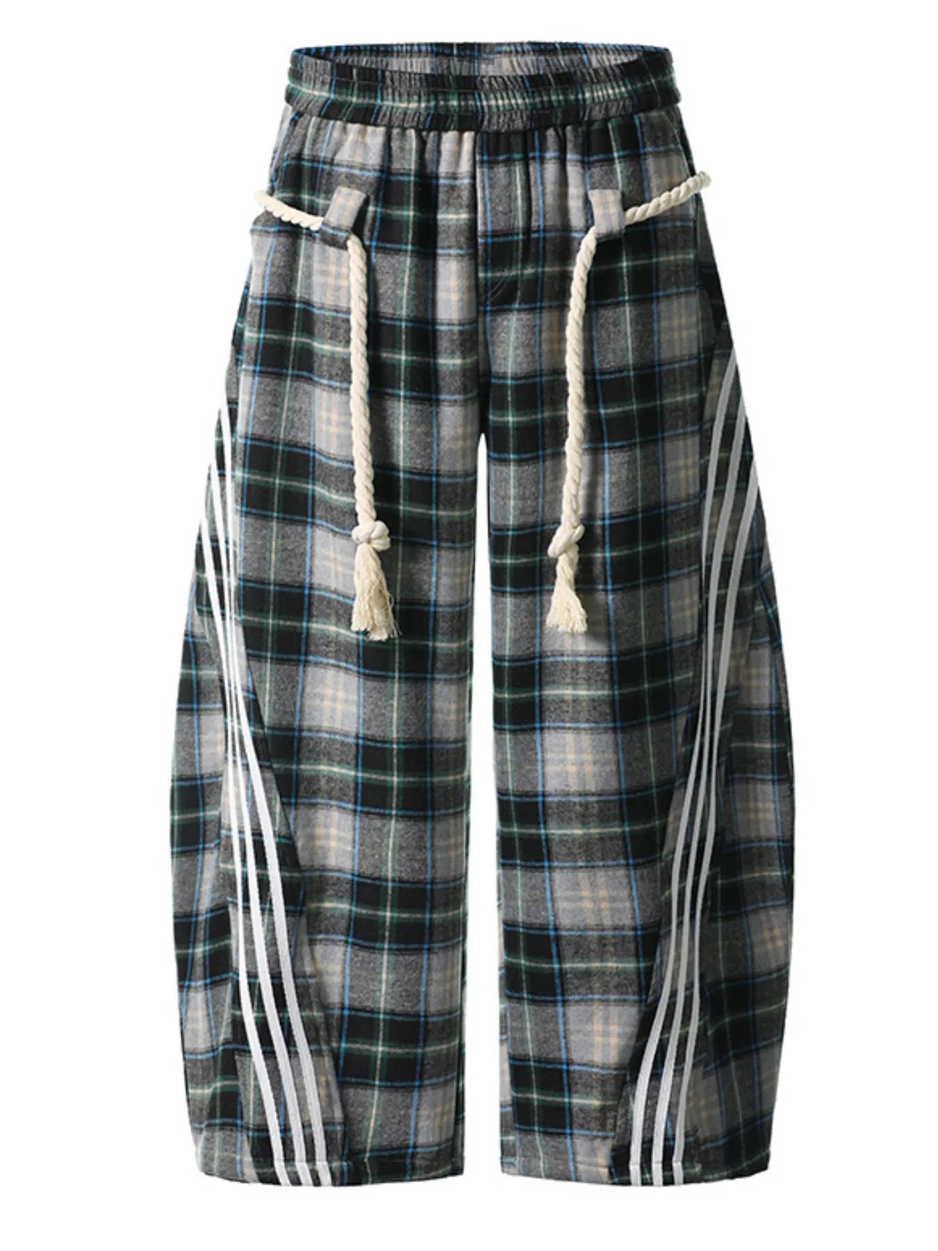 Plaid Casual Pants for Women with Side Stripes | Comfortable 65% Polyester, 35% Cotton
