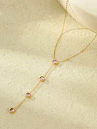 18K Gold-Plated Stainless Steel Zircon Y-Drop Necklace - Store 42