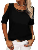 Full Size Crisscross Cold Shoulder Casual T-Shirt Plus Size - Store 42