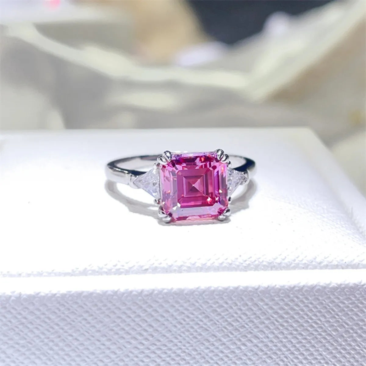 Elegant 3 Carat Moissanite Ring in 925 Sterling Silver with Platinum-Plated Finish