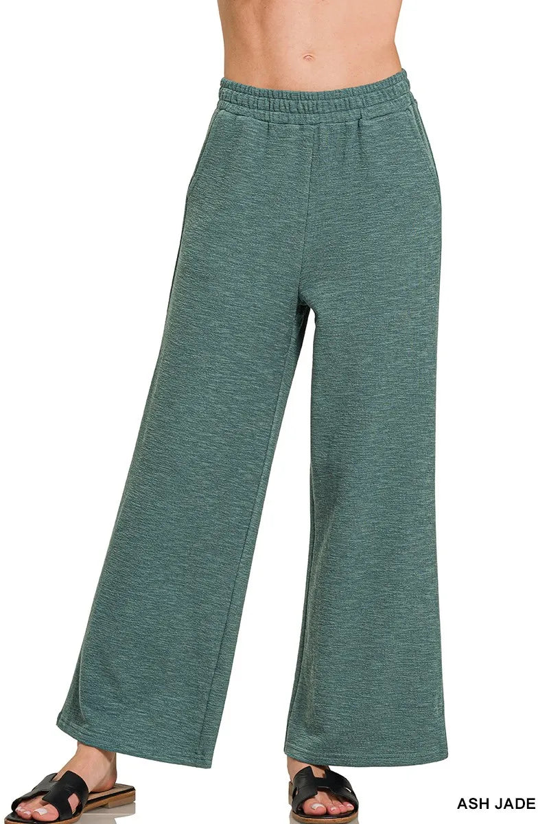 Zenana Cotton Slub Wide Leg Pants