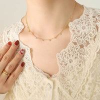 Elegant 18K Gold-Plated Titanium Steel Charm Necklace - 15.7 Inch Adjustable Length - Store 42