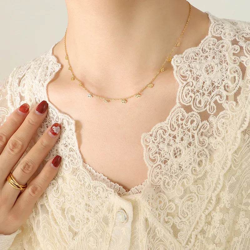 Elegant 18K Gold-Plated Titanium Steel Charm Necklace - 15.7 Inch Adjustable Length - Store 42