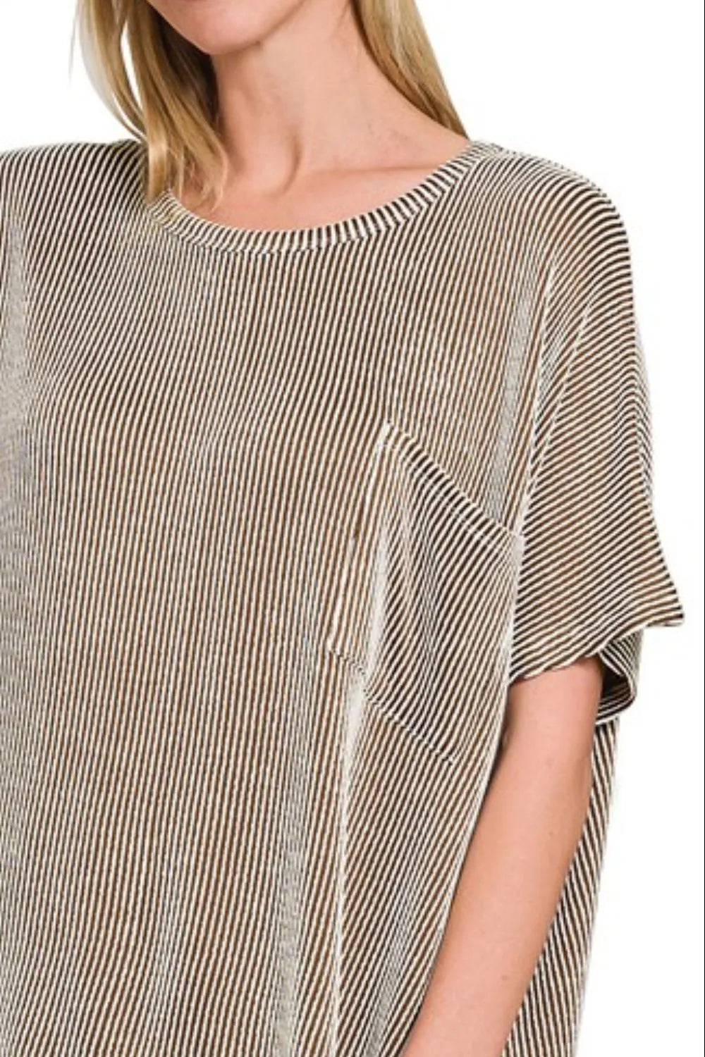 Zenana Corded Rib Oversized Short Sleeve Top