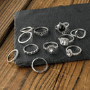 11-Piece Alloy Ring Set with Synthetic Crystals - Elegant Fashion Jewelry Collection - Store 42