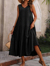 Tiered V-Neck Sleeveless Dress Black
