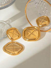 Elegant 18K Gold-Plated Stainless Steel Square Earrings - Stylish and Durable Design - Store 42