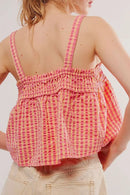 Tied Front Textured Square Neck Cami