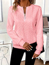 Quarter-Zip Long Sleeve Sweatshirt Pink