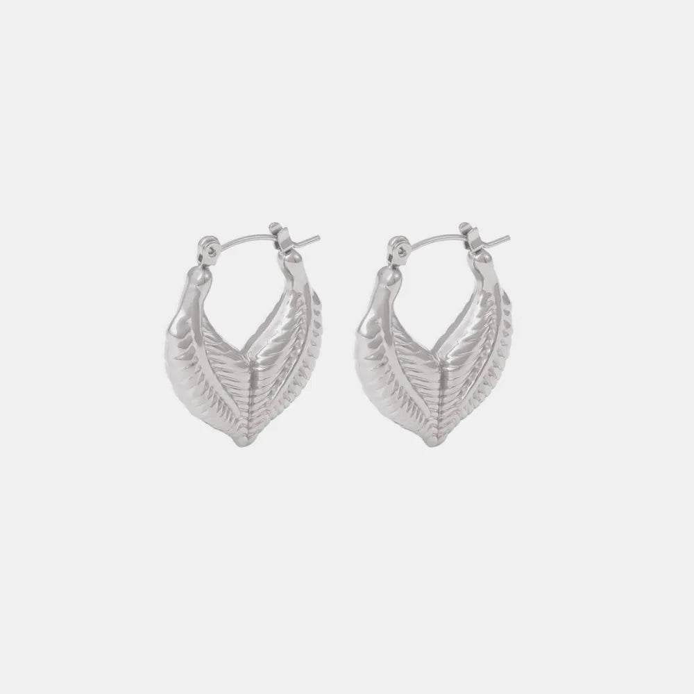 Elegant 18K Gold-Plated Titanium Steel Leaf Shape Earrings - Lightweight & Chic Design - Store 42
