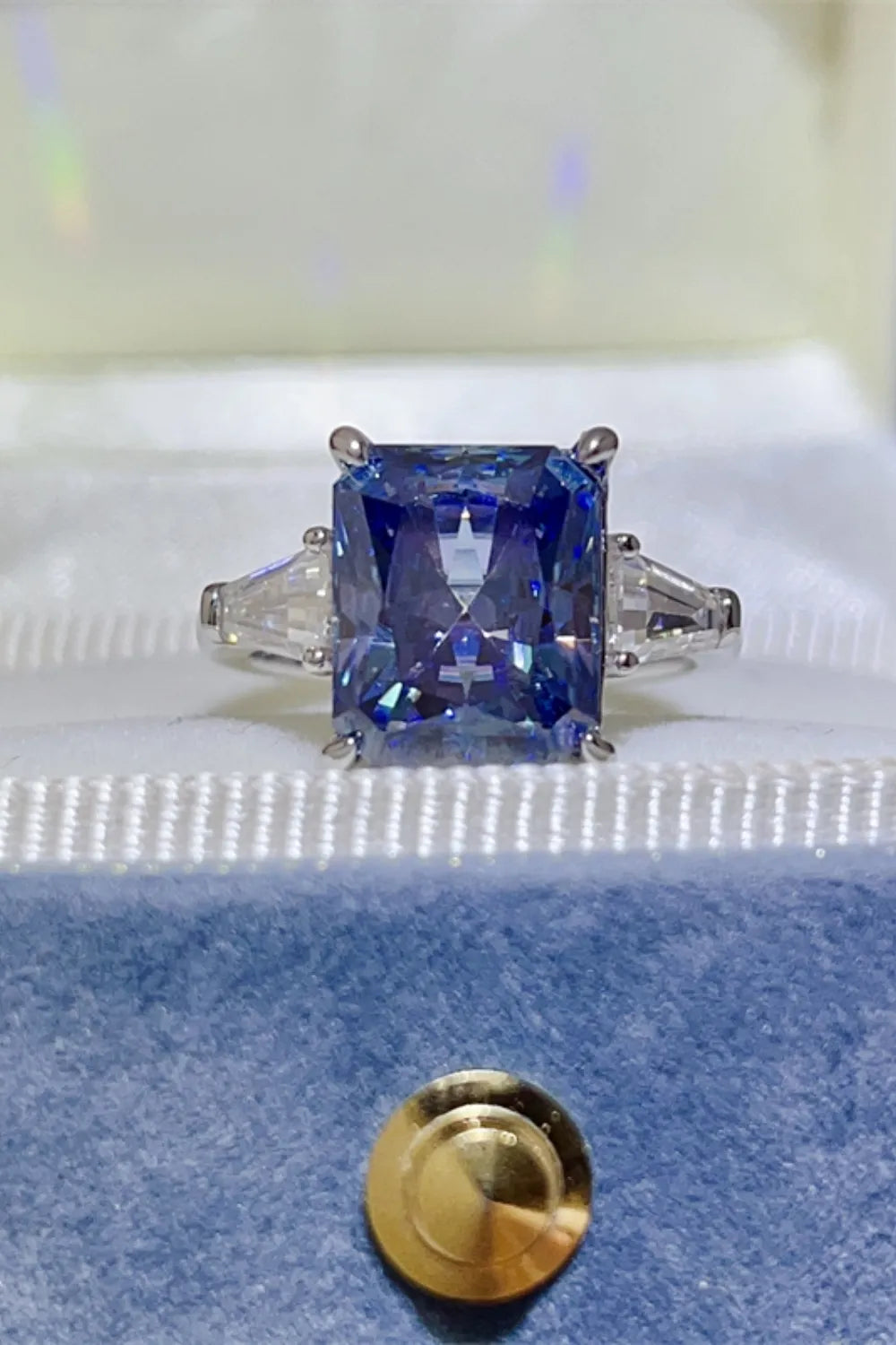 5 Carat Moissanite Ring in Platinum-Plated 925 Sterling Silver with Matching Box