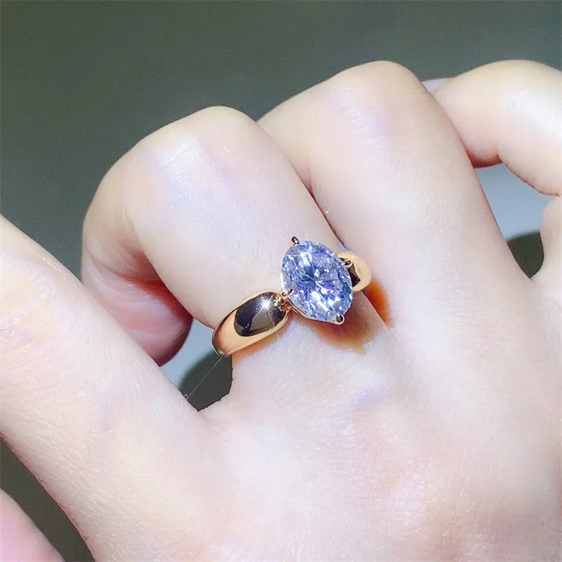 Stunning 2 Carat Moissanite Ring in 925 Sterling Silver with 18K Gold-Plated Finish