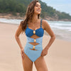 Color Block Sweetheart Neck One-Piece Swimwear Royal Blue