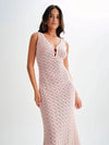 Openwork Sleeveless Maxi Dress Blush Pink