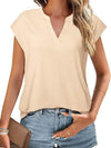 Stylish Casual Notched Short Sleeve Summer Blouse - Soft Stretchy Fabric, Perfect for Warm Days - Store 42