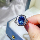 3 Carat Moissanite Square Ring Royal Blue
