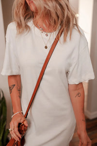 Drop Shoulder Crew Neck Shift T Shirt Dress