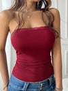 Devine Lace Detail Tube Top Burgundy