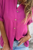 Full Size Casual Button Down Short Sleeve Loose Shirt Plus Size - Store 42