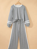 Contrast Trim Round Neck Top and Pants Set
