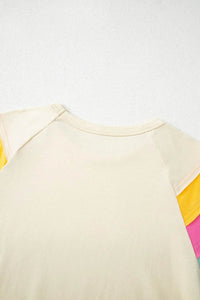 Slightly Stretchy Color Block T-Shirt with Stitched Sleeves for Effortless Style - Store 42