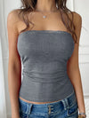 Devine Lace Detail Tube Top Dark Gray