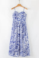 Floral Print Spaghetti Strap High Waist Dress
