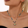 Zircon Bead Evil Eye Pendant Necklace Multicolor One Size