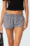 Plaid Elastic Waist Shorts Black