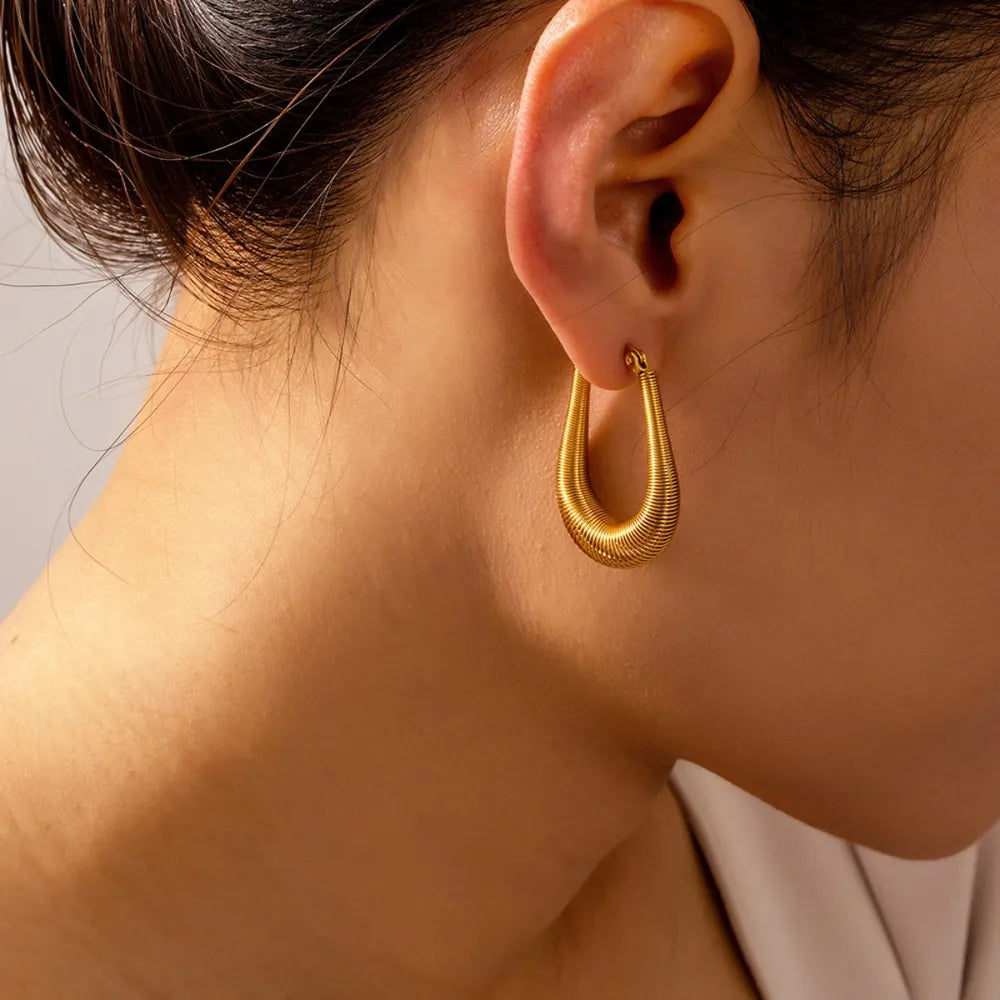 Elegant 18K Gold-Plated Titanium Steel U Shape Earrings – Lightweight & Stylish