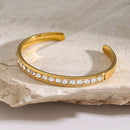 Elegant 18K Gold-Plated Stainless Steel Bracelet with Zircon Inlay - Timeless Fashion Accessory - Store 42