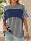 Stylish Color Block Striped Sleeve Casual T-Shirt for Everyday Comfort and Versatility - Store 42