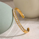 Elegant 18K Gold-Plated Stainless Steel Bracelet with Zircon Inlay - Timeless Fashion Accessory - Store 42