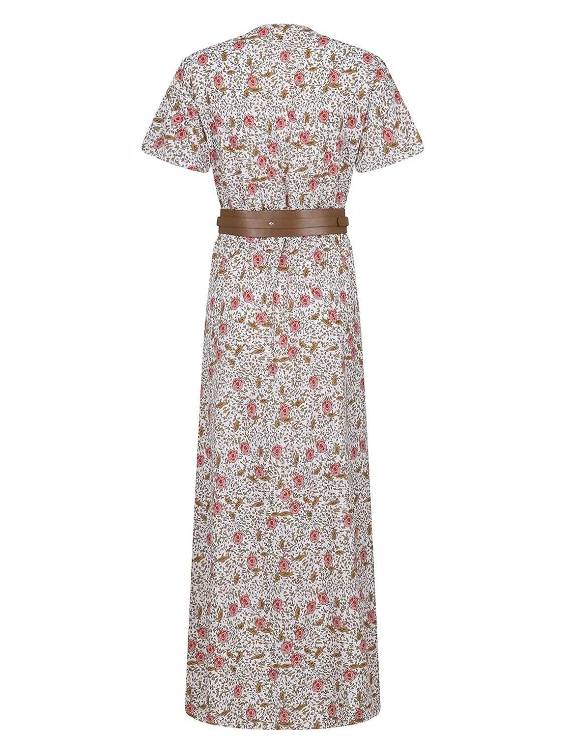 Full Size Printed V-Neck Short Sleeve Maxi Dress Plus Size - Store 42