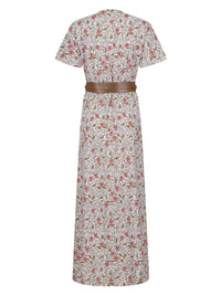 Full Size Printed V-Neck Short Sleeve Maxi Dress Plus Size - Store 42