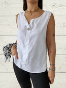 Full Size Casual Linen Sleeveless Blouse Plus Size - Store 42