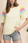 Slightly Stretchy Color Block T-Shirt with Stitched Sleeves for Effortless Style - Store 42