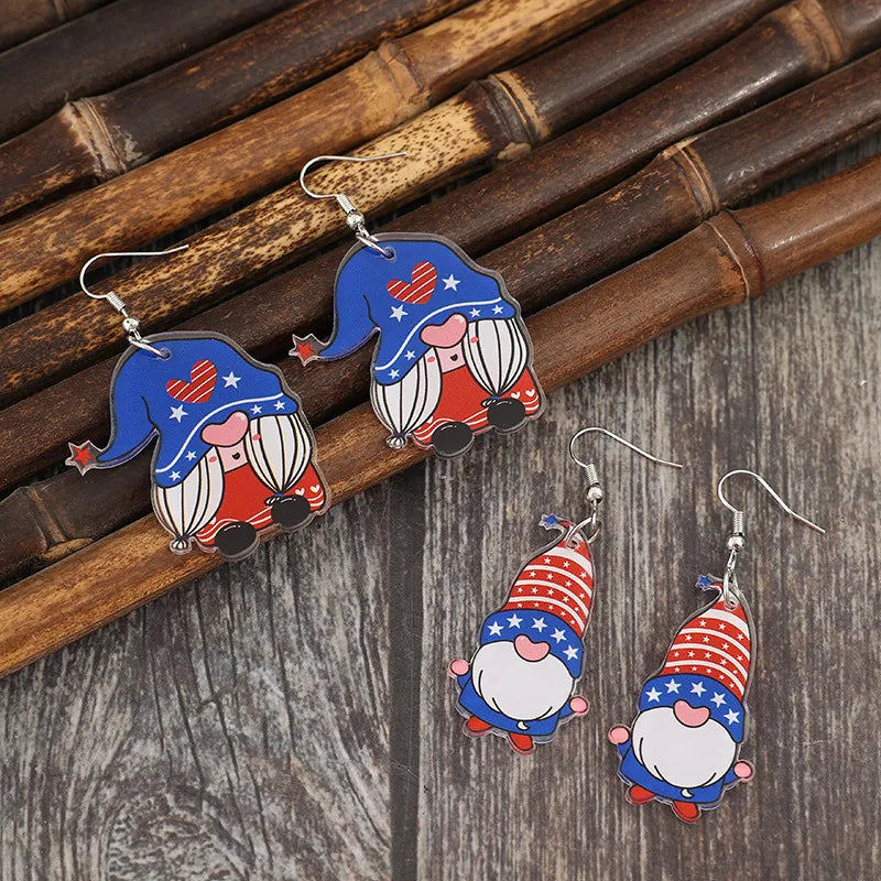 2 Pair Gnome Earrings - Unique Acrylic & Alloy Design, Lightweight Jewelry for Fun Style