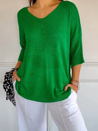 Full Size Relaxed Fit Ribbed Hem Sweater Plus Size